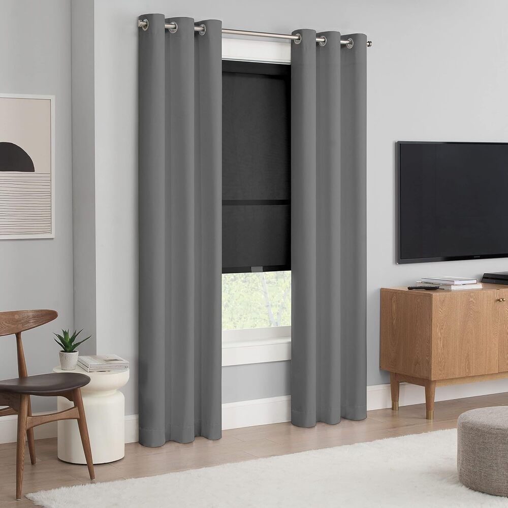 34x72 Eclipse Solar Modern Cordless Light Filtering Roller Shade Black